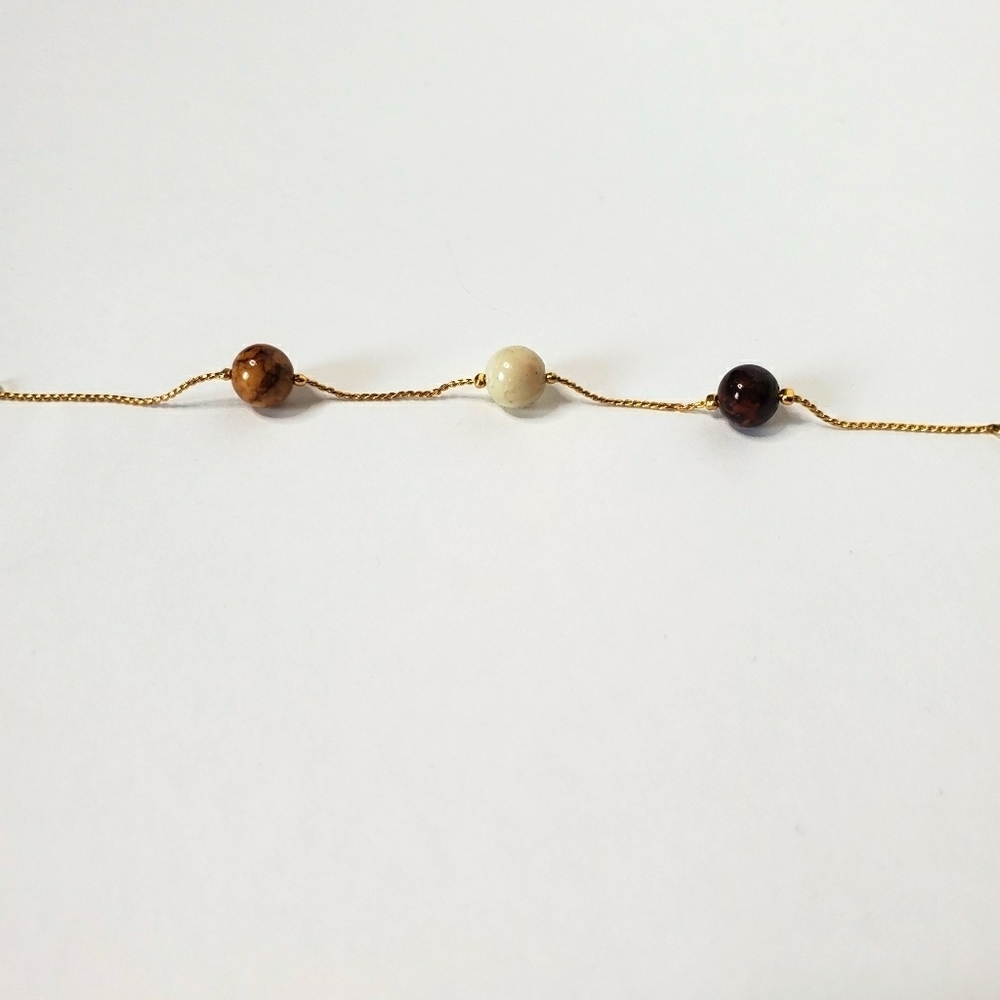Womens Beaded Gold Toned Bracelet